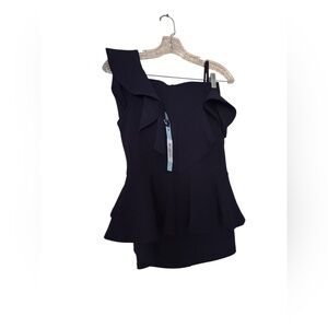 NWT navy blue two piece One-Shoulder Dress